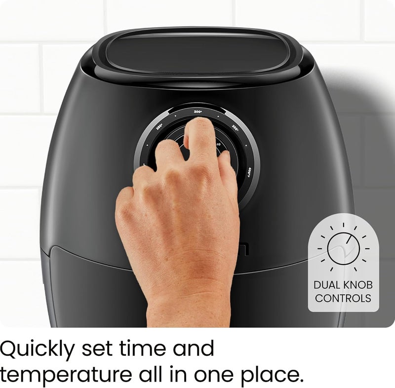 Chefman Small Air Fryer Healthy Cooking, 3.6 Qt, Nonstick, User Friendly and Dual Control Temperature, w/ 60 Minute Timer & Auto Shutoff, Dishwasher Safe Basket, Matte Black, Cookbook Included - Image 5